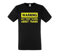 Trains Funny Gift Premium T Shirt Warning Start Talking About Present Train top tee 8 (Adult Medium, Jet Black)