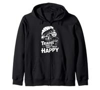 Trains Make Me Toot Tally Happy Train Lover Zip Hoodie
