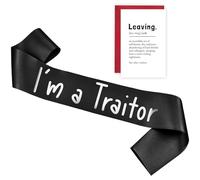 Traitor Leave Sash Traitor Leaving Gifts, Funny Gift for Coworkers, Black Retirement Gifts with Card, Leaving Presents for Colleagues Boss
