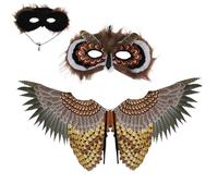 Traje De Búho Para Niños Pequeños - Pájaro Infantil, Realistic Wing, Animal Cosplay Outfit | Role Play Dress Up Set for Halloween Party Theater School Performance Carnival Costume Prop Gift