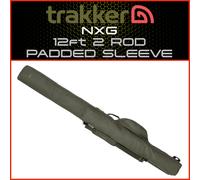 Trakker NXG 2 Rod Sleeve 12ft | Carp Fishing Rod Holdall | For 2 Made Up Rods | Heavily Padded Protection | Fits 50mm K-series Guides | Oversized Reel Pouch | Heavy Duty Main Zip | Code 204225