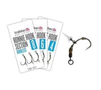 Trakker Ronnie Hook Section Size 8 Barbless x3 Pack | for Carp Fishing | Super Sharp Clinga SP Hook with Ronnie Swivel Size 11 | Plastic Bait Screw for Pop-Ups | Grip Bead and Rigger | Code 228776