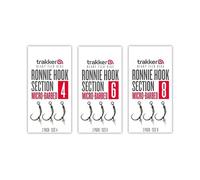 Trakker Ronnie Hook Section Size 8 Micro-Barbed x3 Pack | for Carp Fishing | Super Sharp Clinga SP Hook with Ronnie Swivel Size 11 | Plastic Bait Screw for Pop-Ups | Grip Bead and Rigger | Code 228772