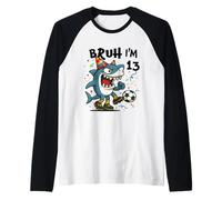 Tralalero Tralala Italian Brainrot Soccer 13th Birthday Raglan Baseball Tee