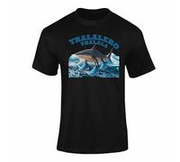 Tralalero Tralala Shark T Shirt - Funny Shark in Trainers Graphic Tee for Kids and Adults, Ocean Theme Novelty Top - Black XL