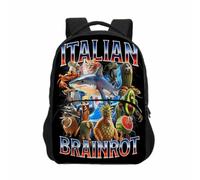 Tralalerotralala Children's Backpack, Italian Brainrot AI Animal Front Pocket School Bag for Boys and Girls,Style 2