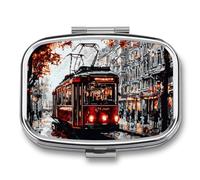 Tram in The Rain Travel Pill Organizer with Mirror