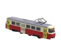 Tram Ornament Model 1/90 Interactive Design with Sound And Light for Car Lovers, Red