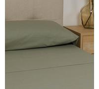 TRAMAS+ Double Bed Sheet Set, 160 x 200 cm, 100% Cotton, Bed Linen, Bed Linen and 2 Pillowcases, Certified Standard 100 by OEKO-TEX - Sage Green