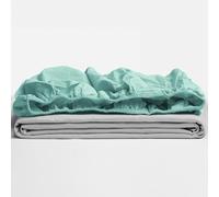 TRAMAS+ Fitted Sheet, 140 x 200 cm, 100% Cotton, Extra Soft - 135 Bed, Tiffany Green