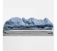 TRAMAS+ Fitted Sheet, 90 x 190 cm, 100% Cotton, Extra Soft - 90 cm Bed, Indigo
