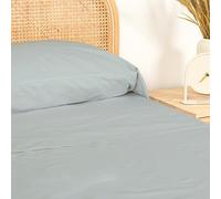 TRAMAS+ Single Bed Sheet Set, 90 x 200 cm, 100% Cotton, Bed Linen, Bed Linen and 1 Pillowcase, Certified Standard 100 by OEKO-TEX - Aqua Blue