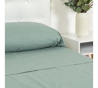 TRAMAS+ Single Bed Sheet Set, 90 x 200 cm, 100% Cotton, Bed Linen, Bed Linen and 1 Pillowcase, Certified Standard 100 by OEKO-TEX - Veronese Green