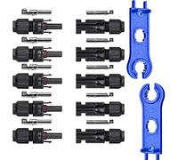 TRAMILY 10PCS Solar Panel Connectors IP67 Waterproof Solar Cable Connectors 1000V 30A Male/Female Plug with 2PCS Spanners (5 Pairs)