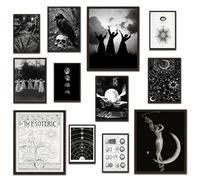 TRAMIN Witchy Home Decor - Vintage Gothic Decor for Home, Creepy Goth Posters Halloween Art Prints, Spooky Picture for Bedroom (unframed)