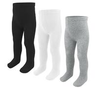TRAMLE Baby Girls Tights, 3 Pack Cotton Pantyhose Newborn 18-24 Months Knit Legging Stocking for Toddler Infact Black White