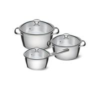 Tramontina Stainless Steel Cookware, for Induction, Electric, Gas and Ceramic Glass Hobs, Cookware, Kitchen (3 Pcs. (2X Casserole; 1x Saucepan))