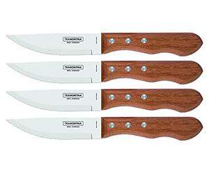 Tramontina 5” Jumbo Steak Knives Set of 4, Sharp Knife with Wooden Handle, Camping, Kitchen, Rustic, 22399079