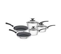 Tramontina 5 Piece Stainless Steel Cookware Set - 3 Saucepans With Lids & 2 Non-Stick Fry Pans, Induction & Dishwasher Safe