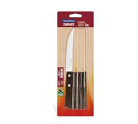 Tramontina 6 Piece Steak/Pizza Knife Set, Brown Colour, Sharp Knife Set with Wooden Handles, Camping, Kitchen, Rustic, Dishwasher Safe, 5-Inches, 29899155