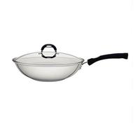 Tramontina Stainless Steel Wok with Glass Lid | 28 cm (3.3 Litre) | Induction-Ready | Silicone Comfortable Handles | Dishwasher-Safe 62138/280