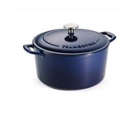 Tramontina Bestow Enamelled Cast Iron Round Casserole Dish, 26 cm (6.15l), Blue, for Induction and All Hobs, Oven-Safe to 230°C, 31700212