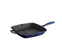 Tramontina Bestow Enamelled Cast Iron Griddle Pan with Helper Handle, 27 cm (2.3l), Blue, for Induction and All Hobs, Oven-Safe to 230°C, 31700210