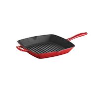 Tramontina Bestow Enamelled Cast Iron Griddle Pan with Helper Handle, 27 cm (2.3l), Red, for Induction and All Hobs, Oven-Safe to 230°C, 31700211
