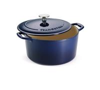 Tramontina Bestow Enamelled Cast Iron Round Casserole Dish, 26 cm (6.15l), Blue, for Induction and All Hobs, Oven-Safe to 230°C, 31700212