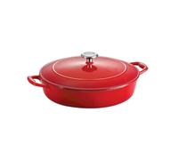 Tramontina Bestow Enamelled Cast Iron Shallow Casserole Dish, 30 cm (3.8l), Red, for Induction and All Hobs, Oven-Safe to 230°C, 31700207