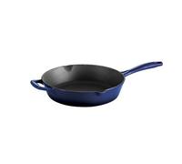 Tramontina Bestow Enamelled Cast Iron Skillet with Helper Handle, 25 cm (2.36l), Blue, for Induction and All Hobs, Oven-Safe to 230°C, 31700204