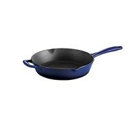 Tramontina Bestow Enamelled Cast Iron Skillet with Helper Handle, 25 cm (2.36l), Blue, for Induction and All Hobs, Oven-Safe to 230°C, 31700204