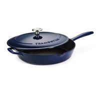 Tramontina Bestow Enamelled Cast Iron Skillet with Lid, 30 cm (3.25l), Blue, for Induction and All Hobs, Oven-Safe to 230°C, 31700208