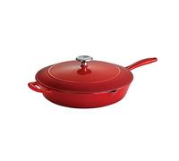 Tramontina Bestow Enamelled Cast Iron Skillet with Lid, 30 cm (3.25l), Red, for Induction and All Hobs, Oven-Safe to 230°C, 31700209