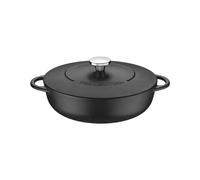 Tramontina Black Enamelled Cast Iron Shallow Casserole Dish | 28 cm (4.1 litre) | Indoor & Outdoor Use