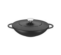Tramontina Black Enamelled Cast Iron Wok | 32 cm (5 Litre) | Indoor & Outdoor Use