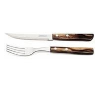 Tramontina Churrasco Riveted Steak Knife and Fork with Wooden Handles