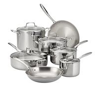 Tramontina Cookware Set Tri-Ply Clad (12-Piece) 80116/1012DS | Cookware Kitchen Set with Glass Lids, Induction-Ready, Dishwasher-Safe, NSF-Certified