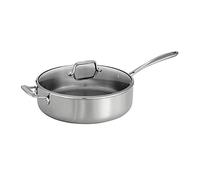 Tramontina Covered Deep Saute Pan Tri-Ply Clad (6 Qt) 80116/030DS | Induction-Ready Cooking Pan, Dishwasher-Safe, NSF-Certified