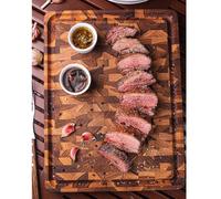 Tramontina End Grain Teak Wood Chopping & Serving Board, 45X34X3Cm - Deep Juice Rim, Durable, Hand Wash Recommended