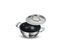 Tramontina Fusao Ceramic Coated Triply Stainless Steel Deep Kadai EX+ with Lid 20 cm/2.30 L, Non Toxic, Induction Friendly, 10 Year Warranty