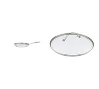Tramontina Grano Frying Pan Stainless Steel for Induction, Electric, Gas and Ceramic Glass Hobs, Cookware, Kitchen, 30 cm, 3.4 litres, 62155300 & GreenPan Glass Lid with Stainless Steel Handle, 30cm
