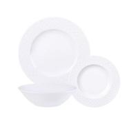 Tramontina Ingrid 12 Piece Porcelain Dinnerware Set - 4 Dinner Plates, 4 Side Plates, 4 Bowls - Dishwasher & Microwave Safe