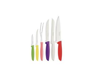 Tramontina Plenus Kitchen Knives Set of 6 with Paring, Bread, Chef and Steak Sharp Knife Plus Carving Fork, Vegetable Chopper, 23498916