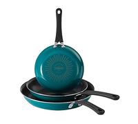 Tramontina Porcelain Enamel Non Stick 3-Pack Frying Pans, Skillet Set with Reinforced Nonstick Coating, Dishwasher and Oven Safe (Teal)