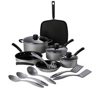 Tramontina Primaware 15-Piece Non Stick Cookware Set with Lids and Utensils, Aluminum Nonstick Pots and Pans Kitchen Set (Silver)