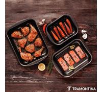 Tramontina Roasting Pan Set 3 Piece Non Stick Oven Tray Bakeware Kitchen Set New