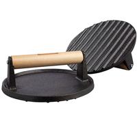 Tramontina Round Grill Press 17.3Cm Pre-seasoned Cast Iron, Black