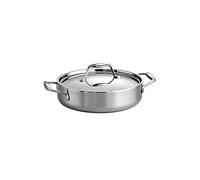 Tramontina Signature Tri-Ply Clad Stainless Steel 3-Quart Braiser Pan with Lid, Induction-Ready, Dishwasher-Safe, NSF-Certified, Made in Brazil