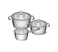 Tramontina Stainless Steel Cookware, for Induction, Electric, Gas and Ceramic Glass Hobs, Cookware, Kitchen (3 Pcs. (2X Casserole; 1x Saucepan))